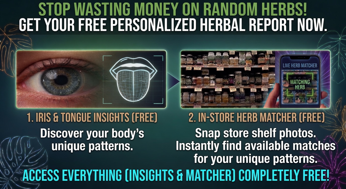 AI-powered Iris and Tongue Analysis plus In-Store Herb Matcher — both completely free